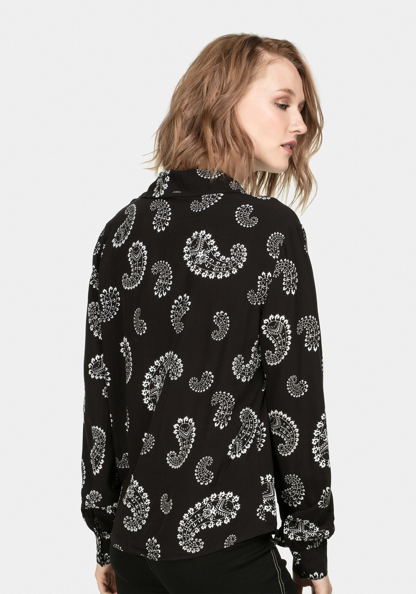 Camisa Manga Longa Bordado Tecido, , large.