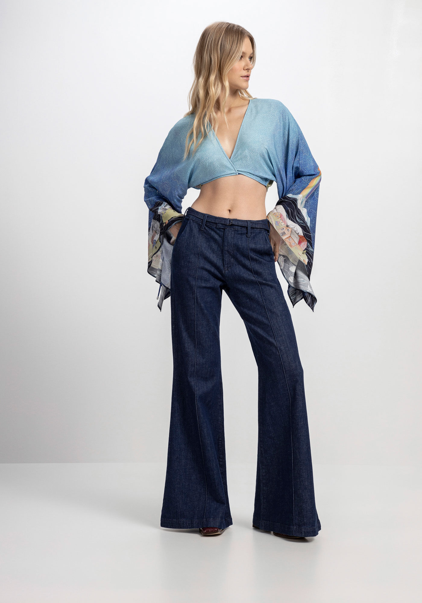 Blusa Estampada em Viscose com Manga 3/4, , large.