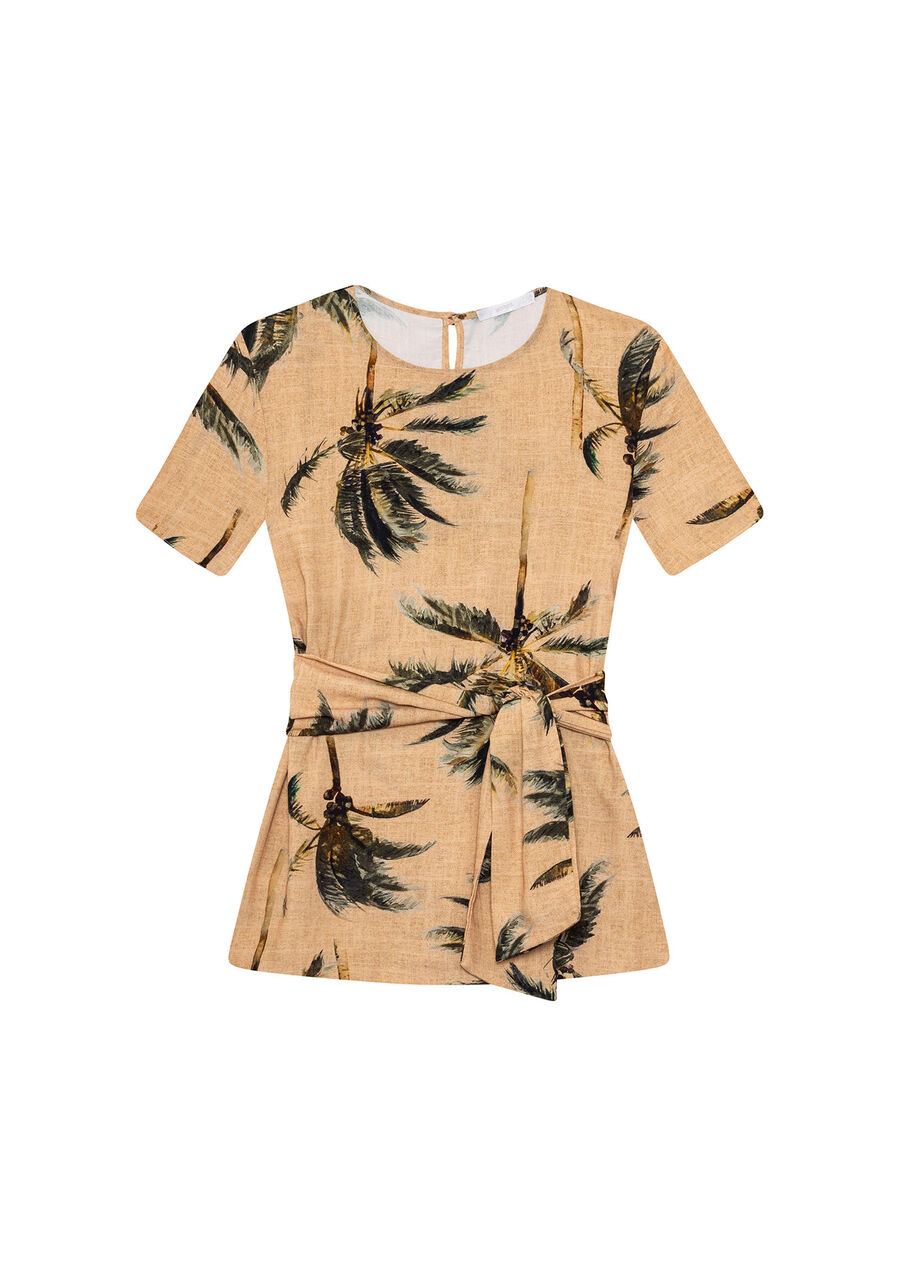 Blusa Estampada com Faixa, . Blusa Estampada com Faixa, , large.