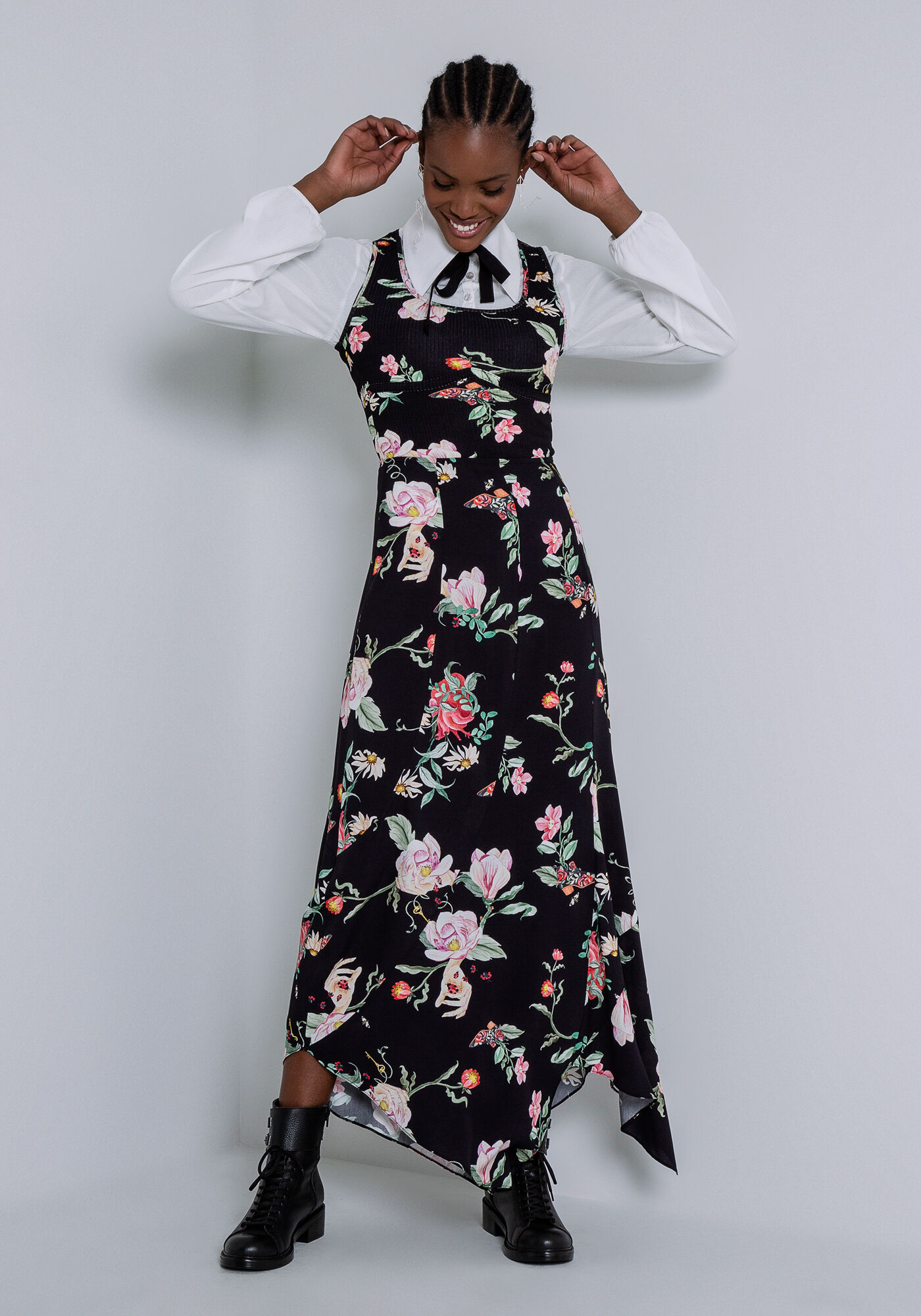 Saia Midi em Viscose com Barra Assim&eacute;trica, , large.