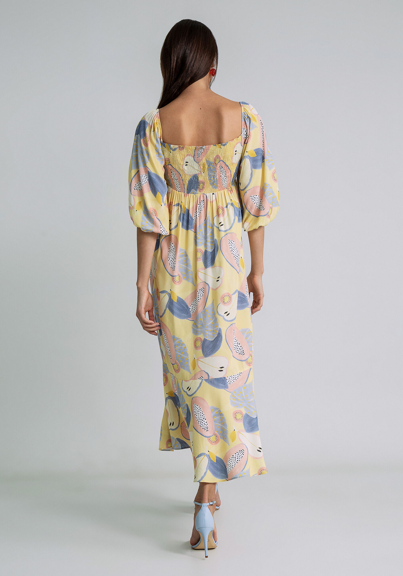 Vestido Midi Manga Bufante Len&ccedil;o, FRESCOR, large.