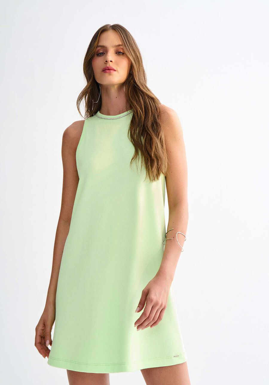 Vestido Curto em Malha com Strass Decote, . Vestido Curto em Malha com Strass Decote, , large.