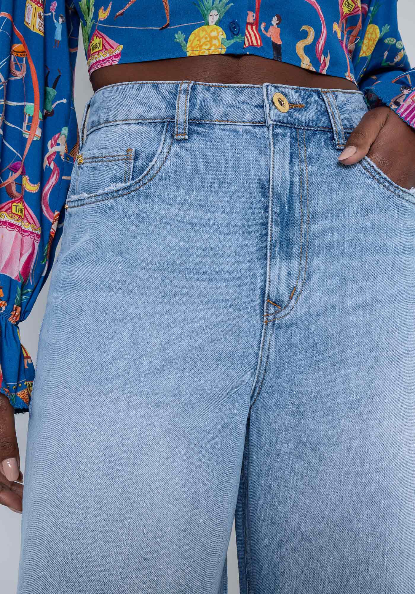 Cal&ccedil;a Jeans Wide Leg Cintura Alta, JEANS, large.