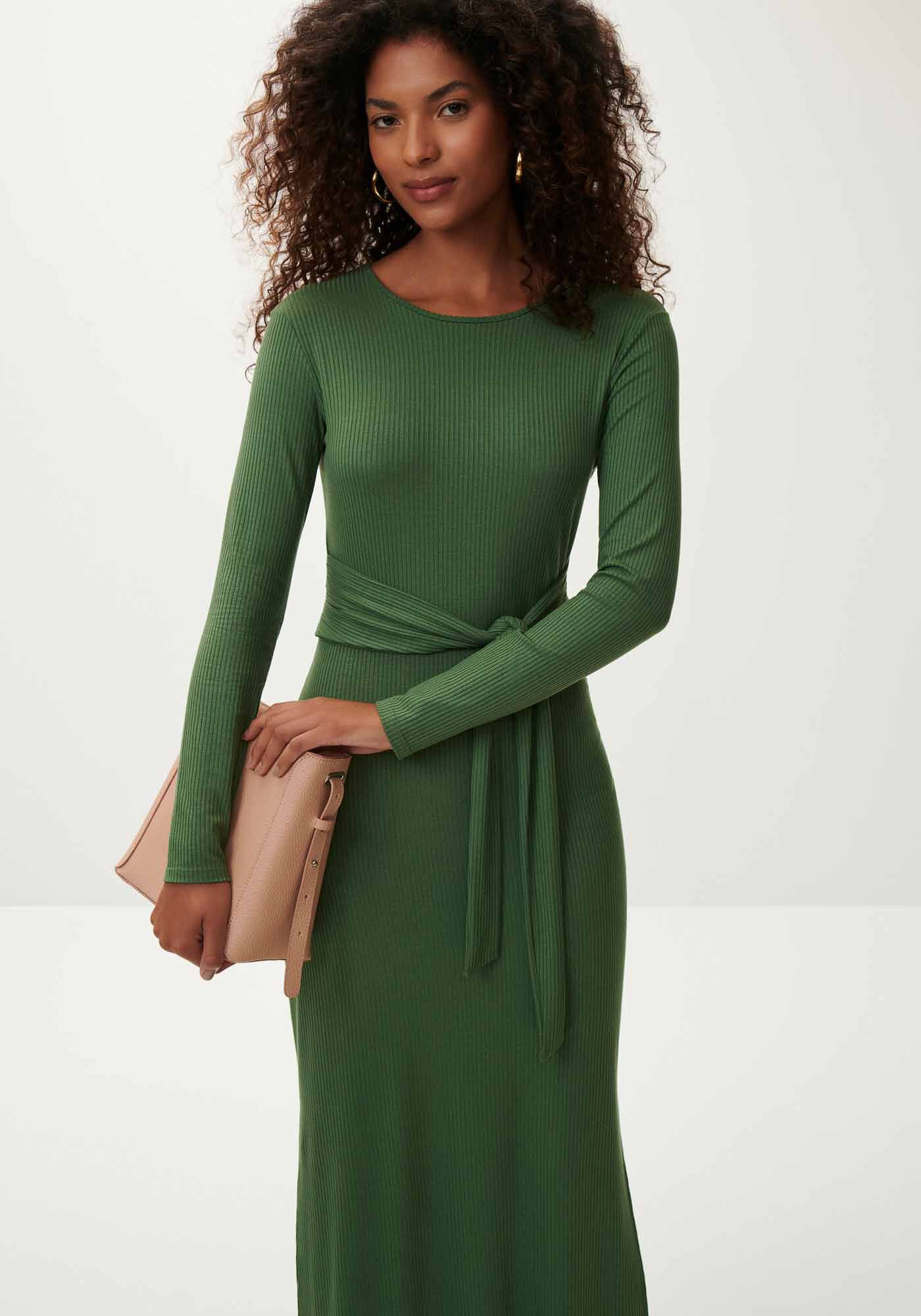 Vestido Midi Canelado com Recorte Costas, , large.