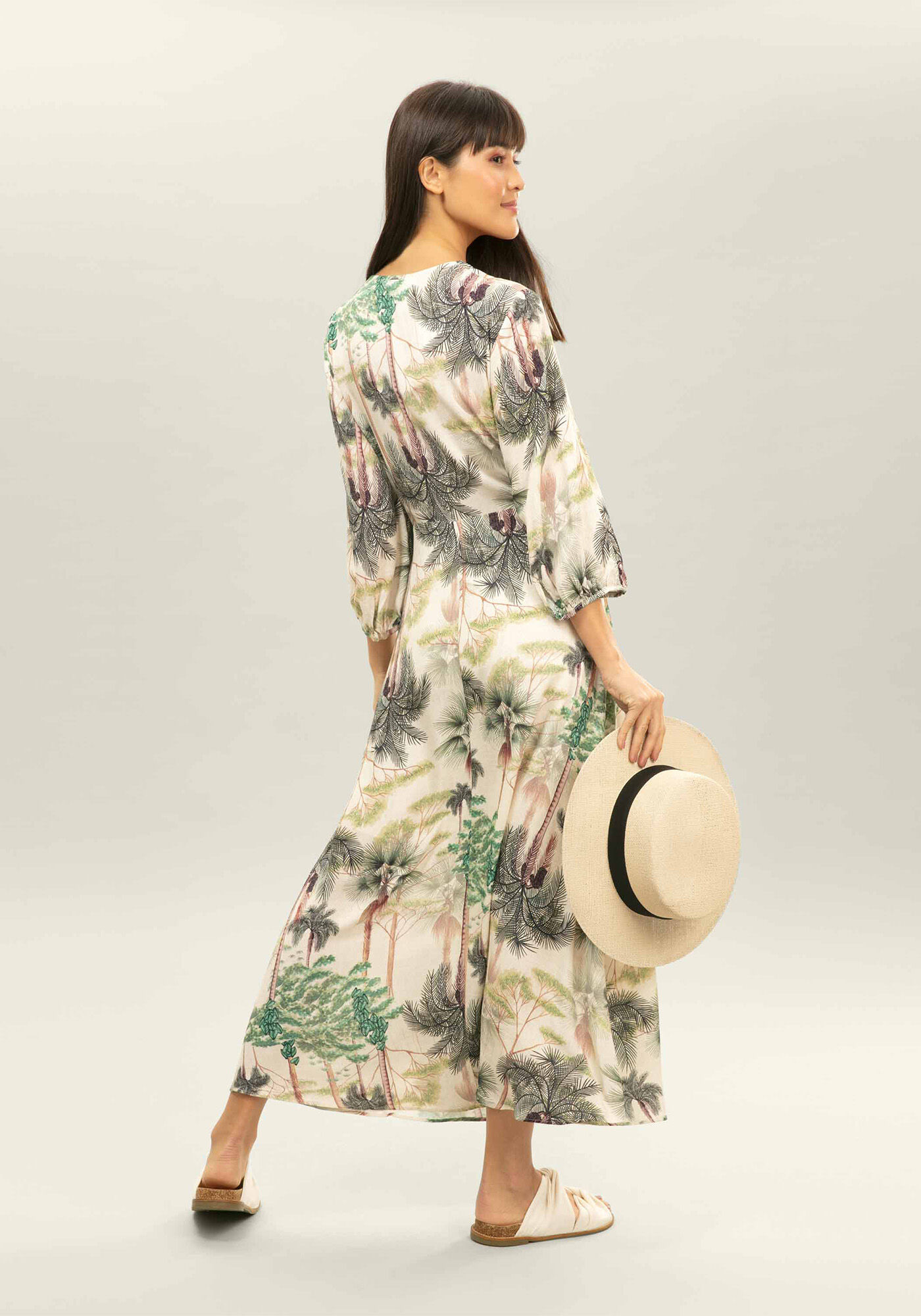 Vestido Manga 3/4 M&iacute;di Estampa, , large.