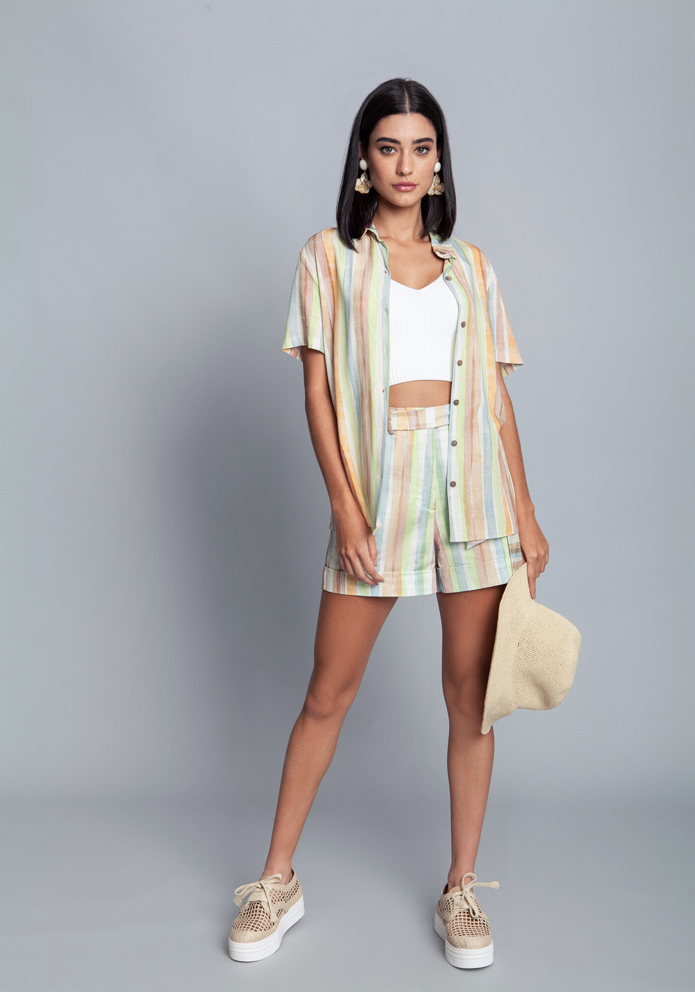 Camisa Tecido Rayon Bali Manga Curta, , large.