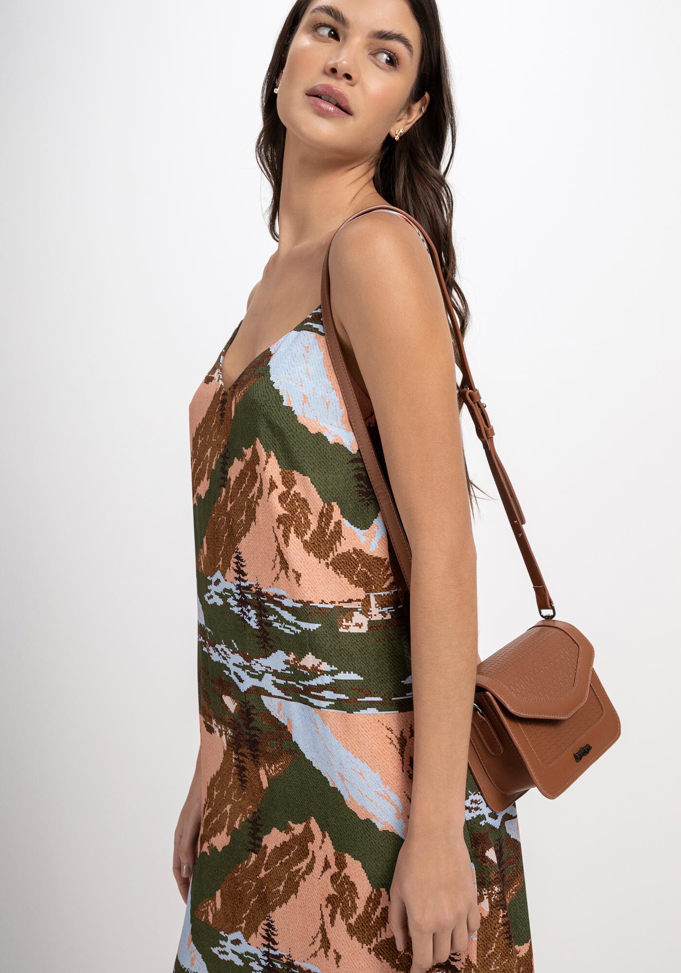 Vestido Midi Reto em Viscose Estampado, , large.