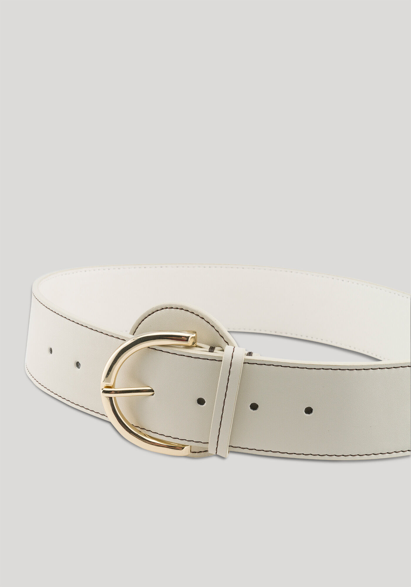 Cinto M&eacute;dio De Cintura Com Fivela E Costura Contrastante, , large.