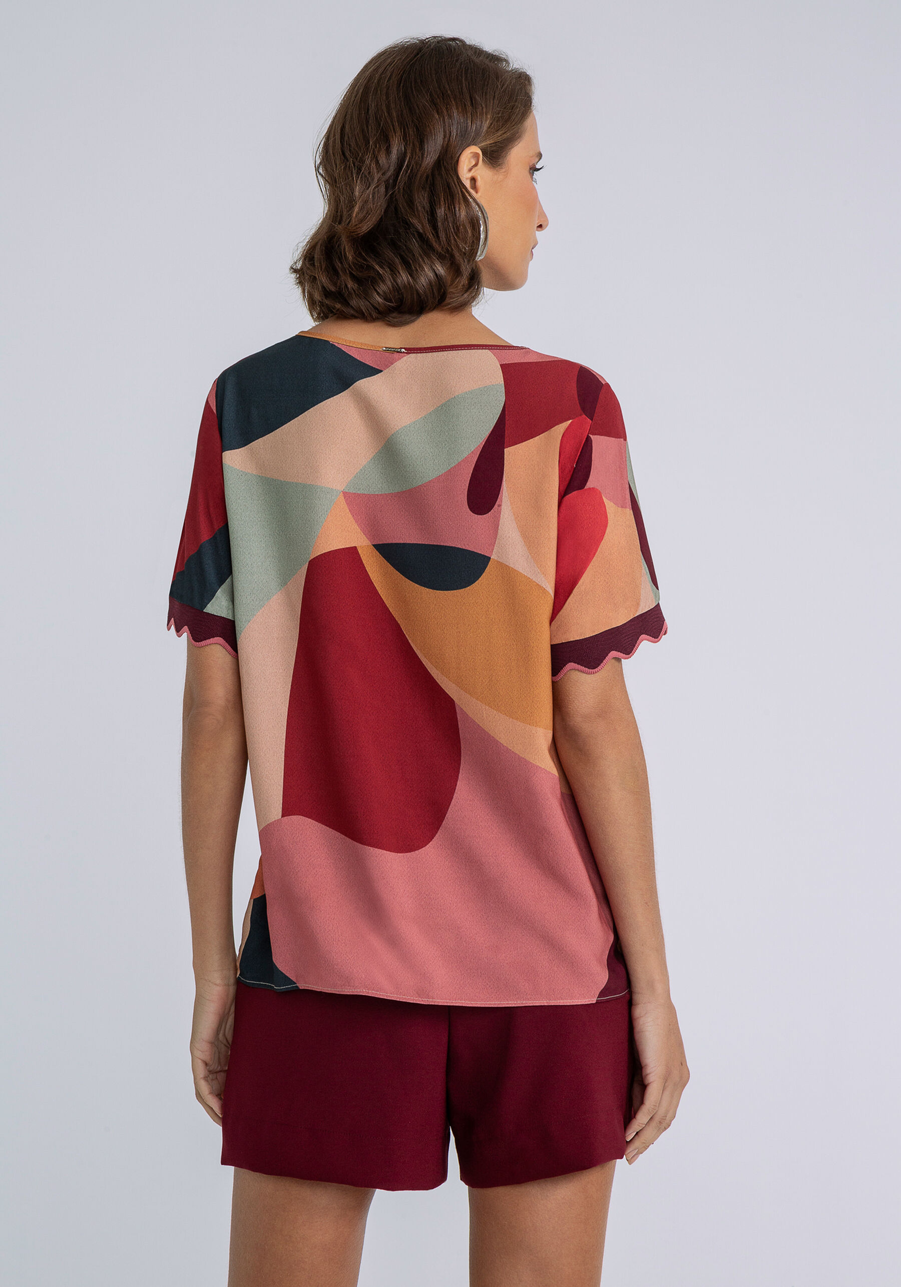 Blusa Detalhe Mangas Estampada, FACES. Blusa Detalhe Mangas Estampada, FACES, large.