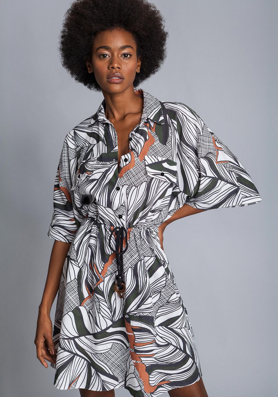Vestido Botões Linho Estampa, . Vestido Botões Linho Estampa, , large.