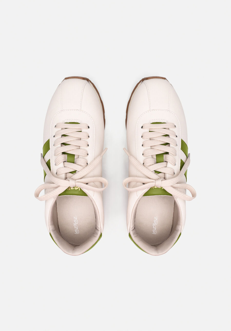 Tênis Feminino Com Cadarço E Recortes, BRANCO OFF WHITE. Tênis Feminino Com Cadarço E Recortes, BRANCO OFF WHITE, large.