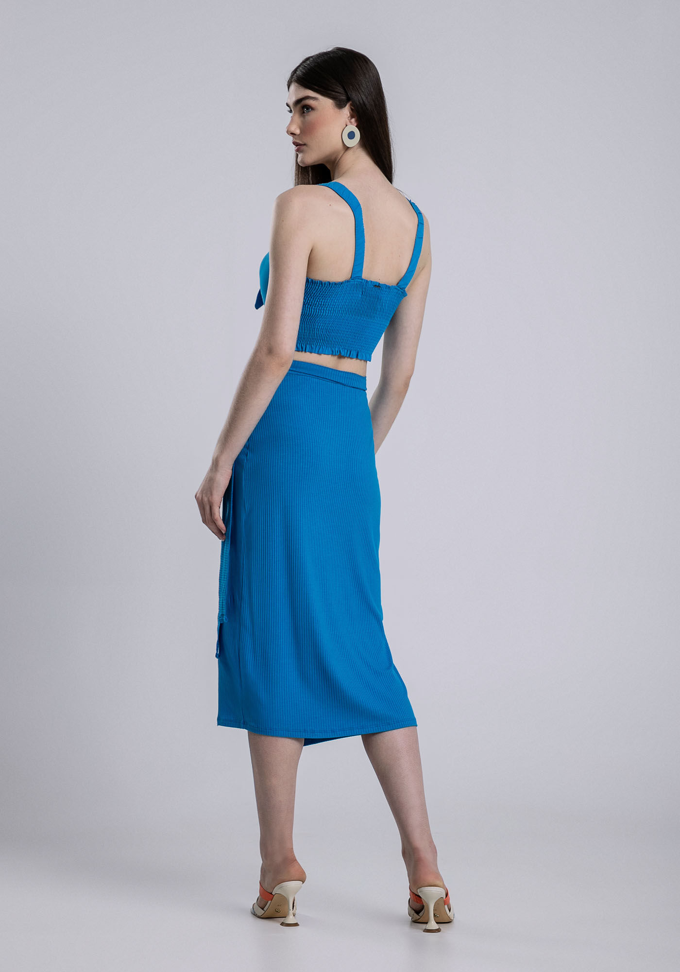 Saia Midi Canelada Transpassada Cores, , large.