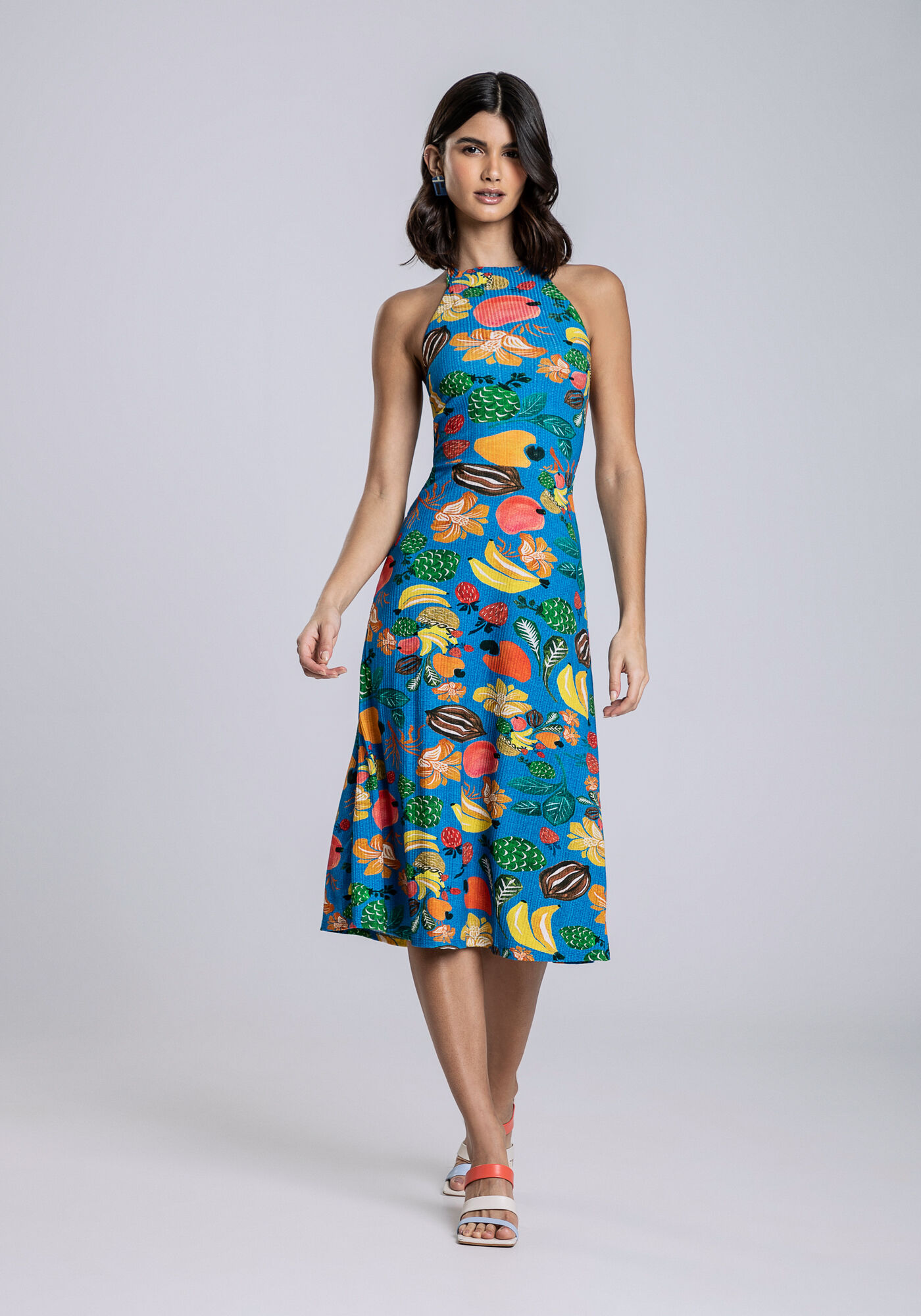 Vestido Frente &Uacute;nica Canelado Midi, , large.