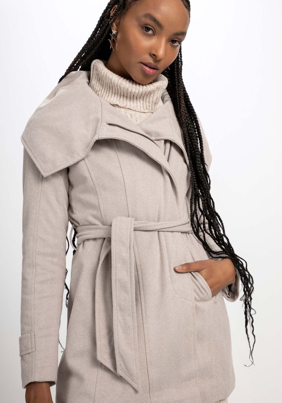 Casaco Sobretudo em Lã Batida com Máxi Gola e Cinto, . Casaco Sobretudo em Lã Batida com Máxi Gola e Cinto, , large.