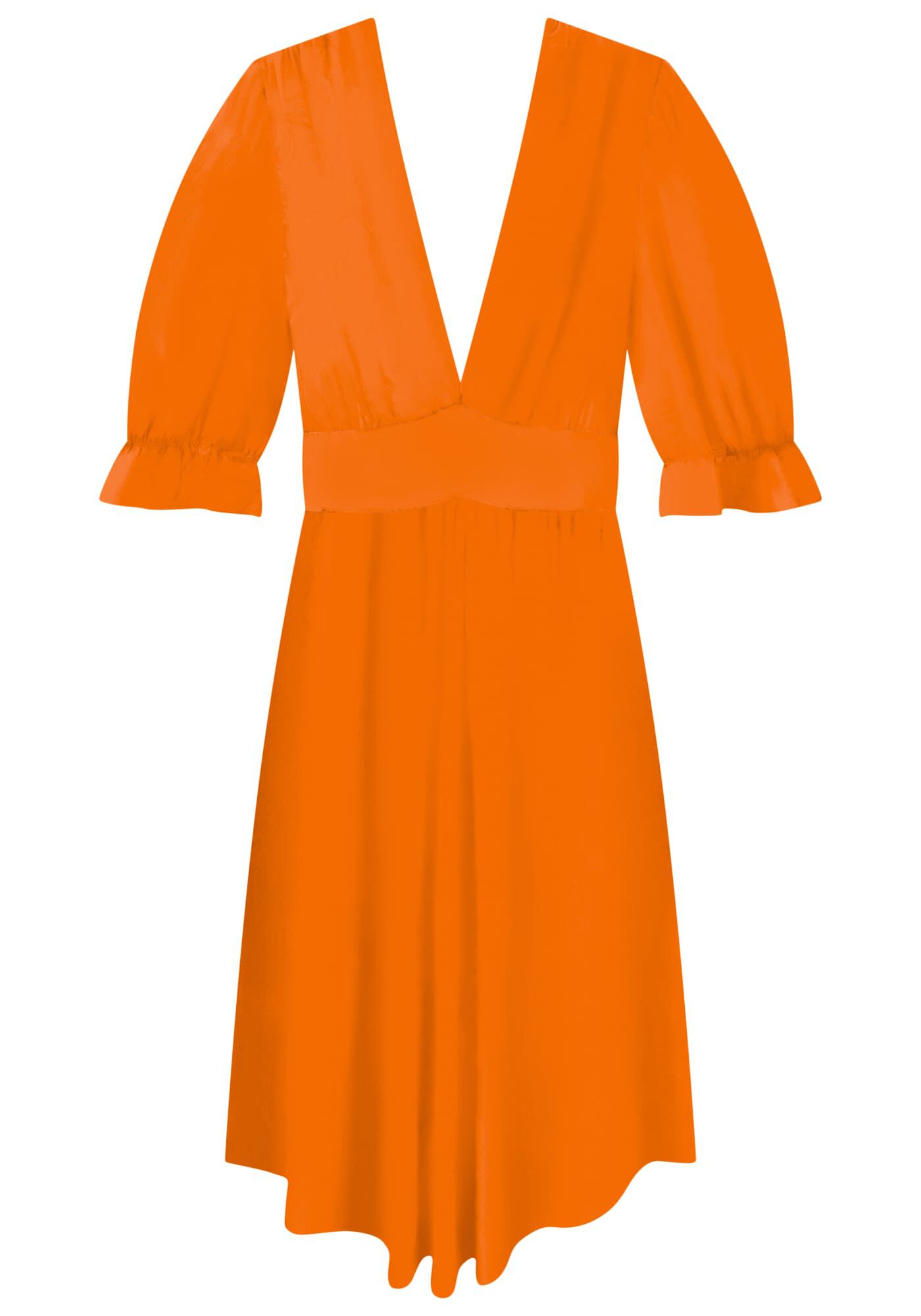 Vestido Midi em Crepe com Manga 3/4, , large.