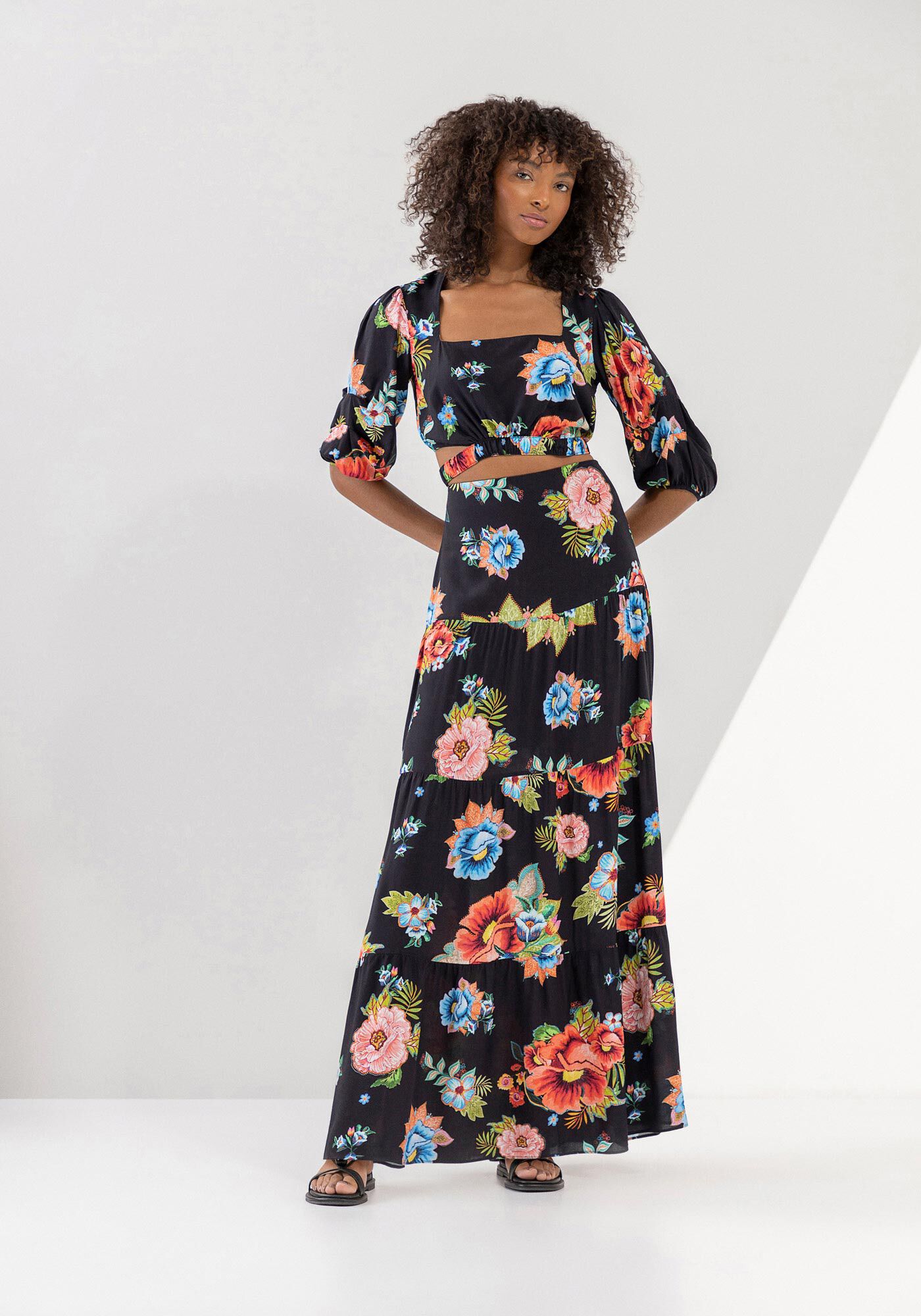 Saia de viscose longa sales