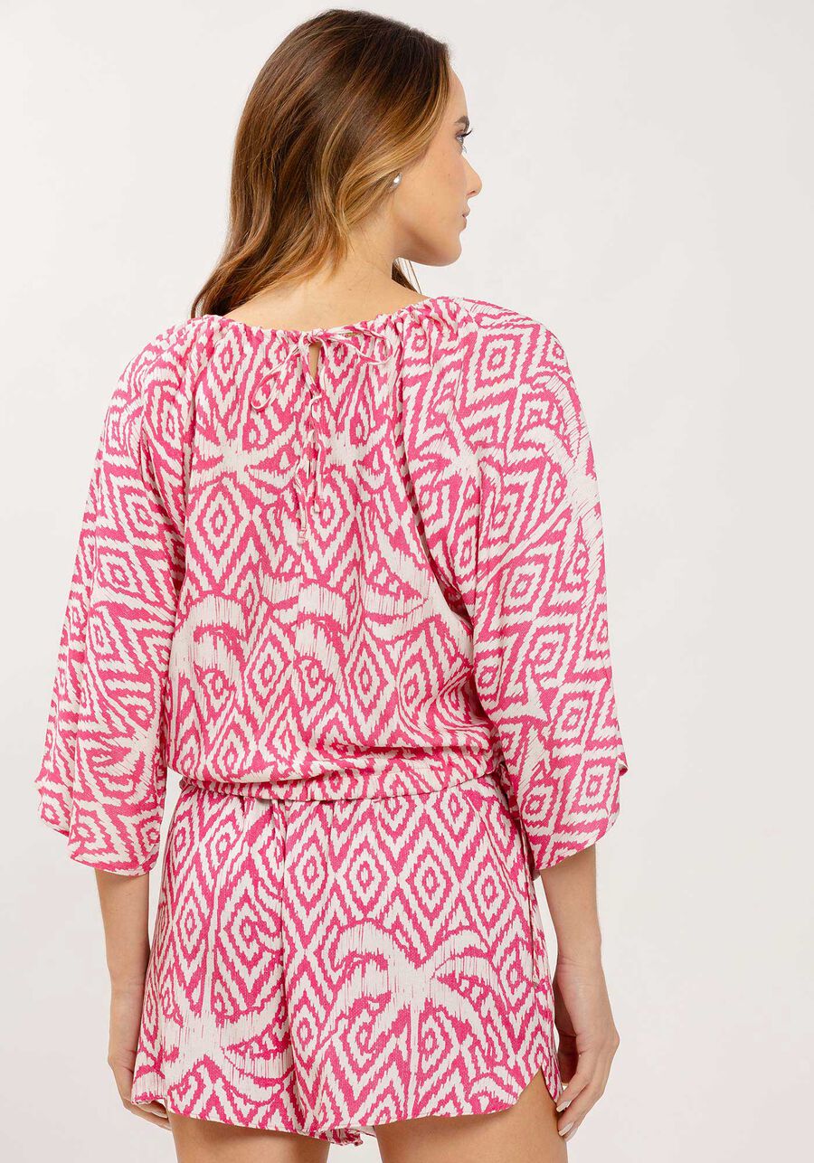 Blusa Manga 3/4 em Viscose com Amarração, . Blusa Manga 3/4 em Viscose com Amarração, , large.