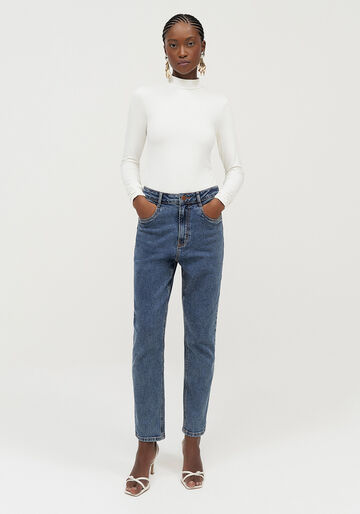 Calça Jeans Mom Comfort Super Alta Cropped, JEANS. Calça Jeans Mom Comfort Super Alta Cropped, JEANS, large.
