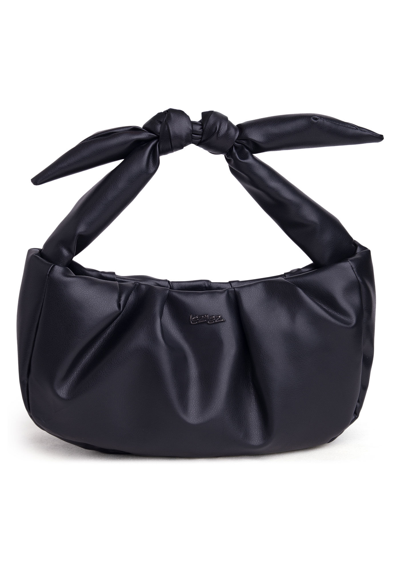 Bolsa M&eacute;dia Ruched com Detalhe N&oacute;, , large.