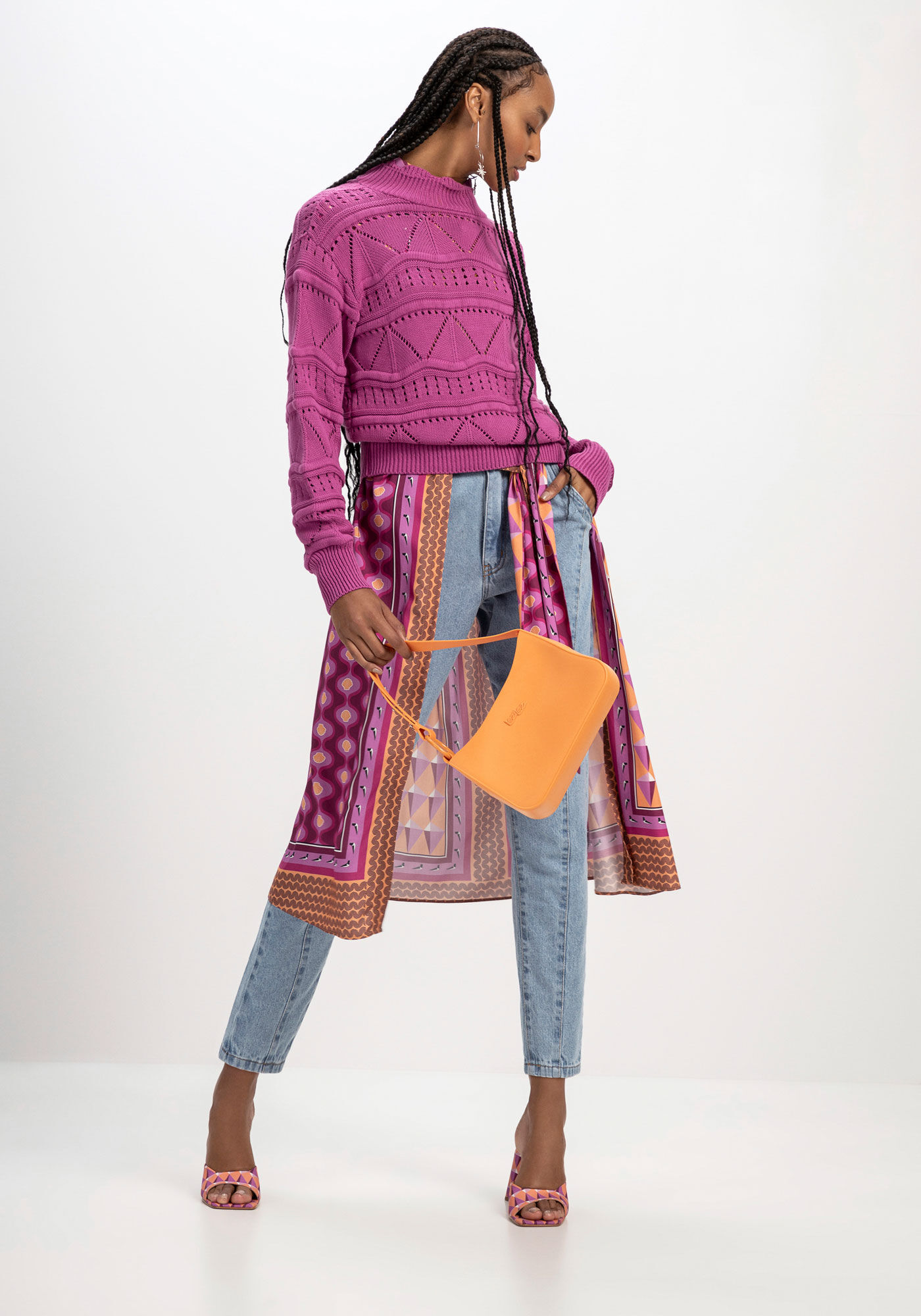 Blus&atilde;o em Tric&ocirc; Texturizado com Detalhe Gola, , large.