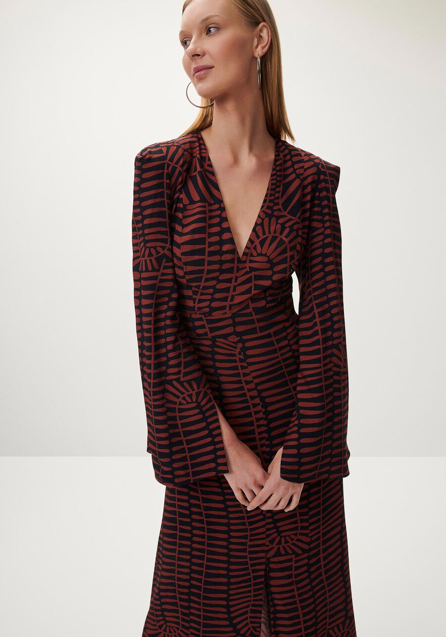 Vestido Longo Estampado com Amarração Costas, . Vestido Longo Estampado com Amarração Costas, , large.