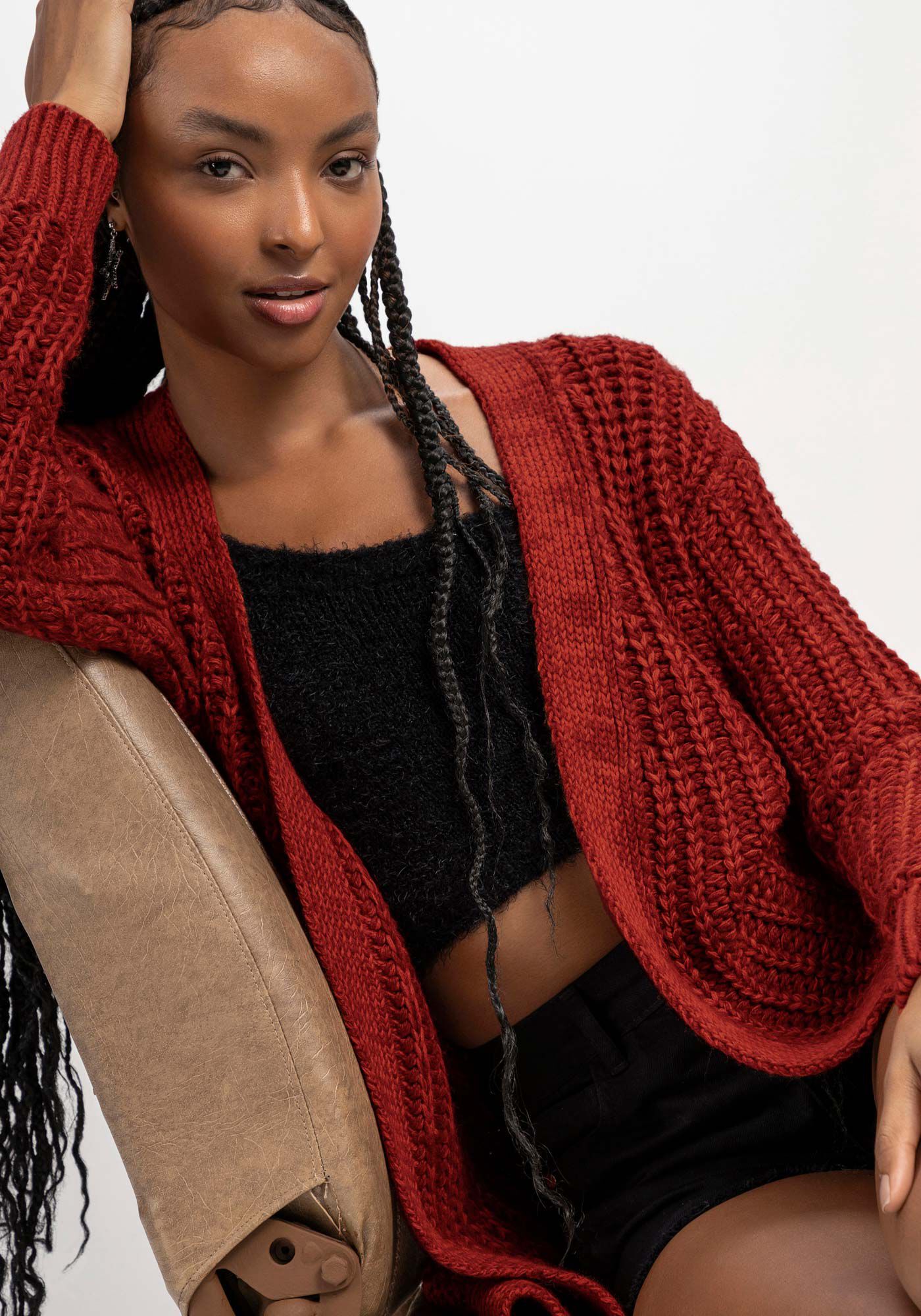 Cardigan Alongado em Tric&ocirc; com Cinto, , large.