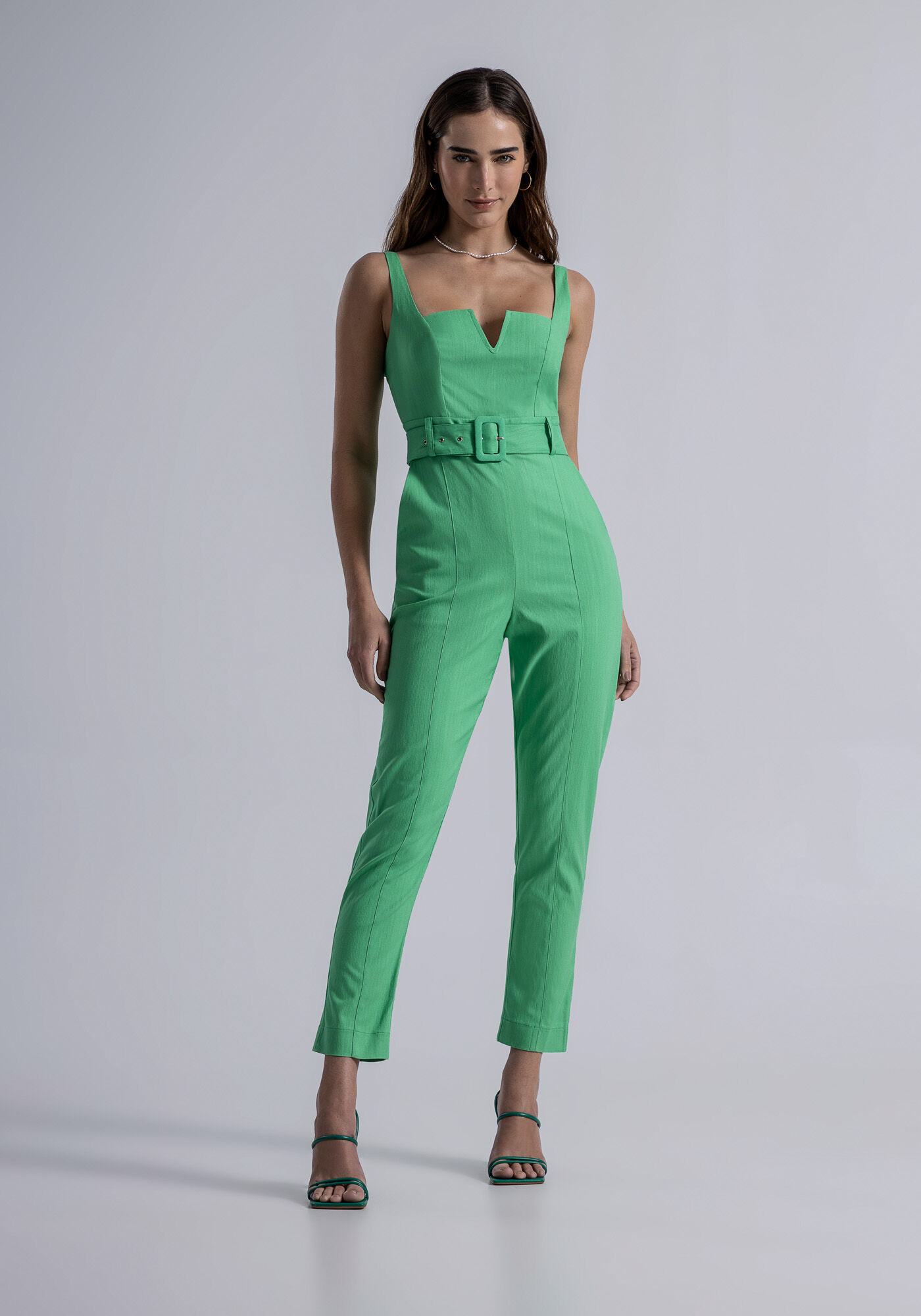 Macac&atilde;o Longo com Decote Reto e Cinto, , large.