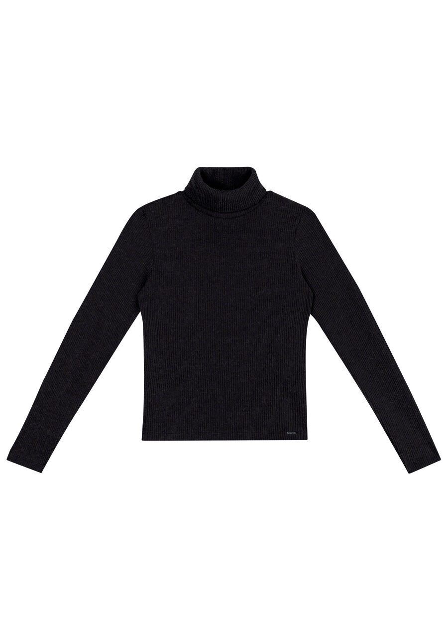 Blusa Manga Longa Canelada com Gola Alta, . Blusa Manga Longa Canelada com Gola Alta, , large.