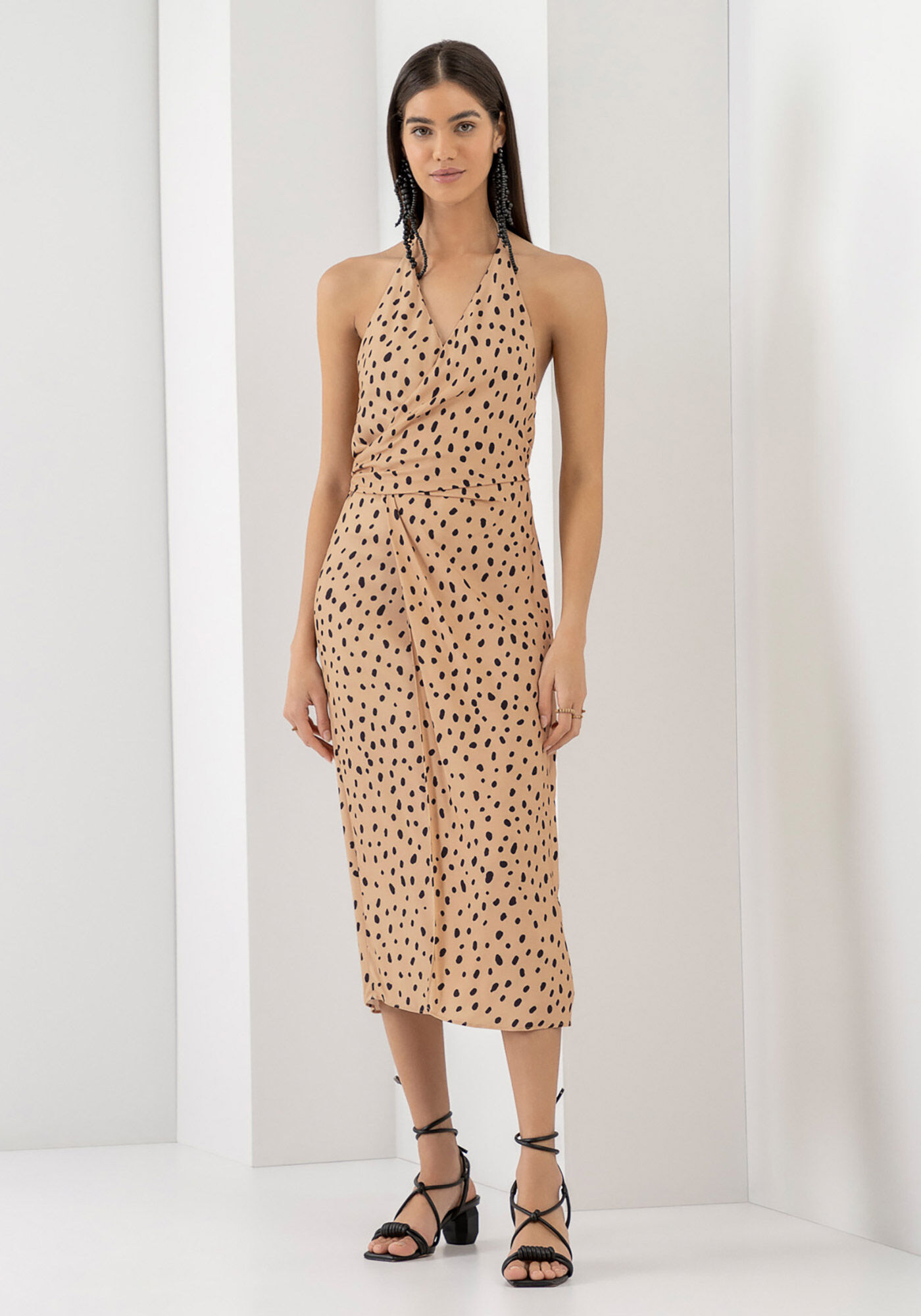 Vestido Midi Frente &Uacute;nica com Recorte Transpassado, , large.