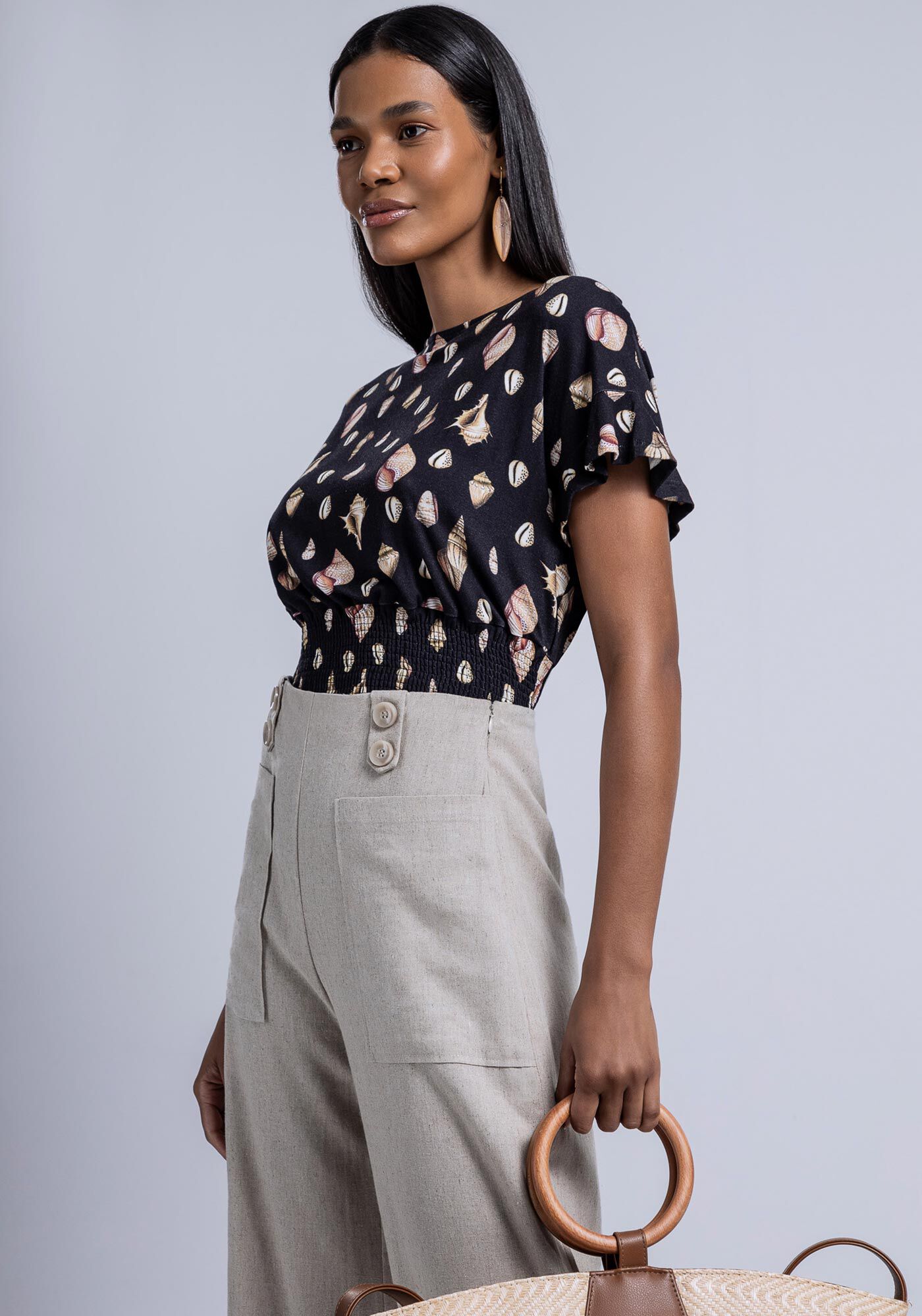 Blusa Estampada em Malha MVS com Lastex Barra, , large.