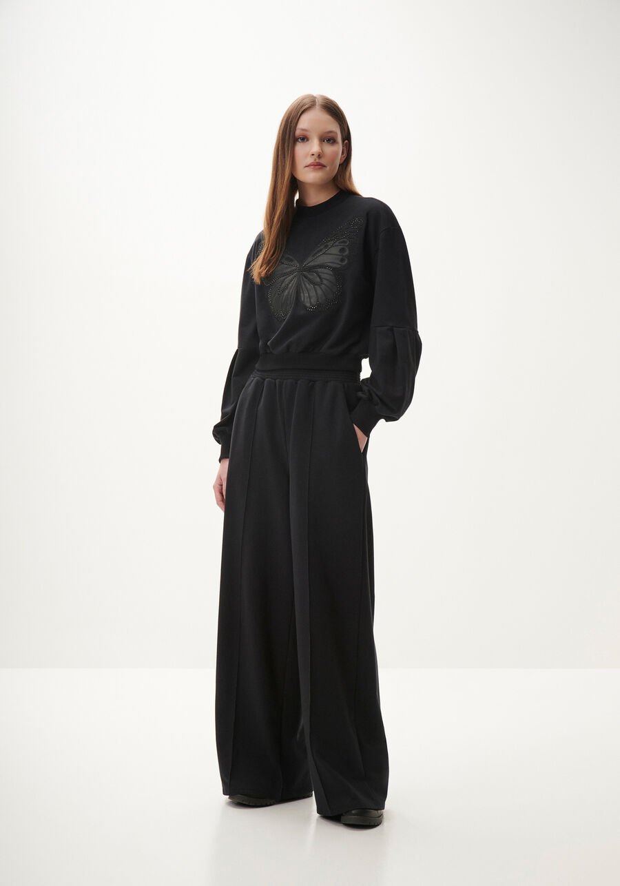 Blusão Cropped Manga Bufante com Bordado Borboleta, . Blusão Cropped Manga Bufante com Bordado Borboleta, , large.