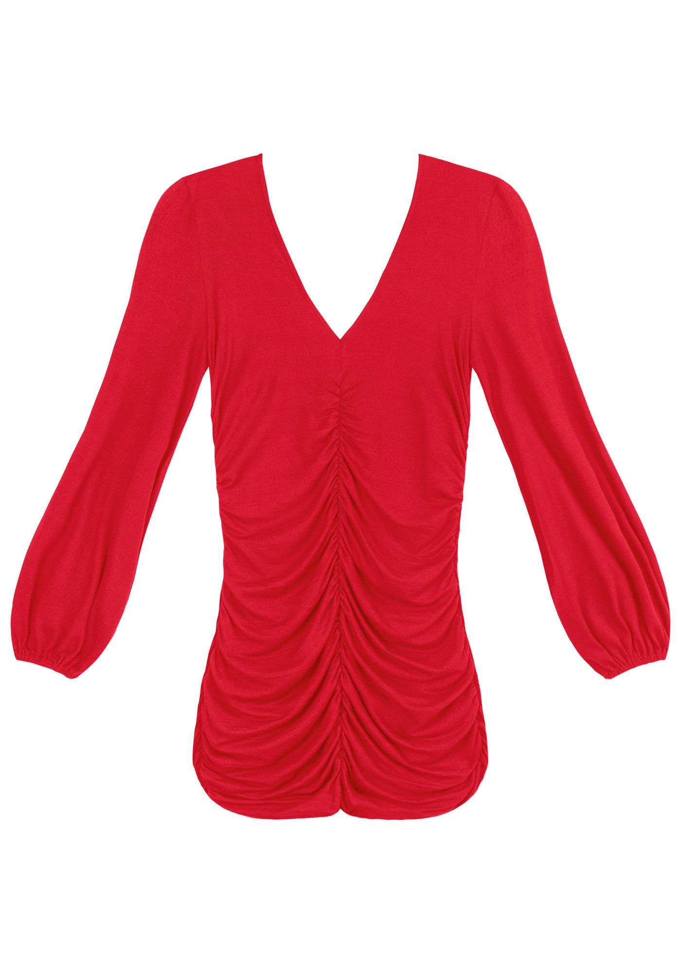 Vestido Curto Franzido com Manga Longa Bufante, , large.