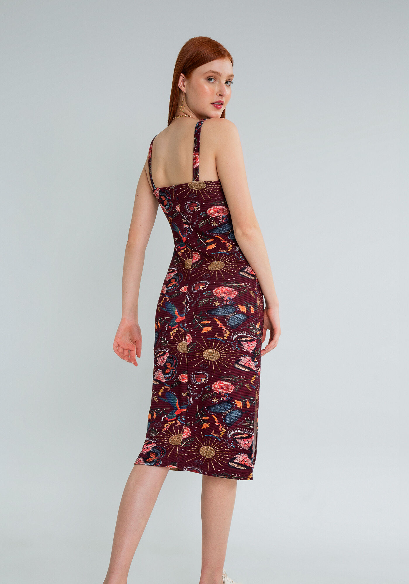 Vestido M&iacute;di Estampado com Al&ccedil;as, JARDIM BORDADO, large.