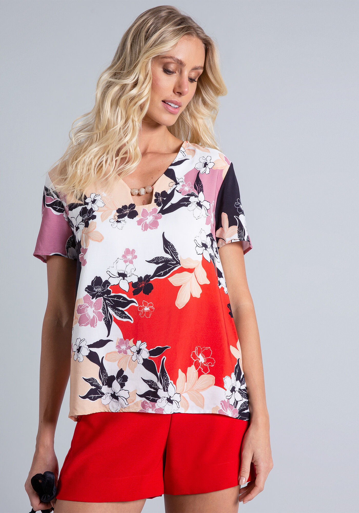 Blusa Estampada Recorte, , large.