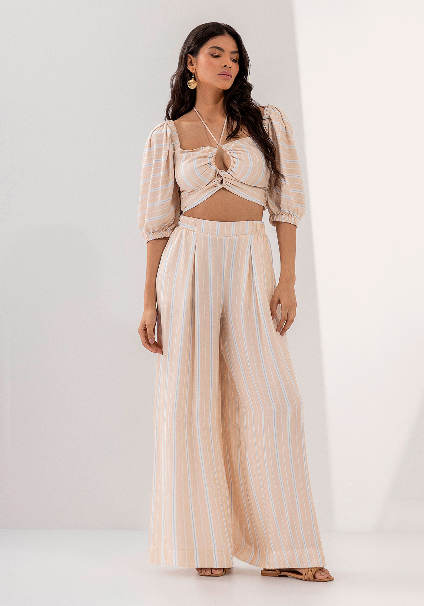 Cal&ccedil;a Pantalona em Viscose com El&aacute;stico C&oacute;s, , large.