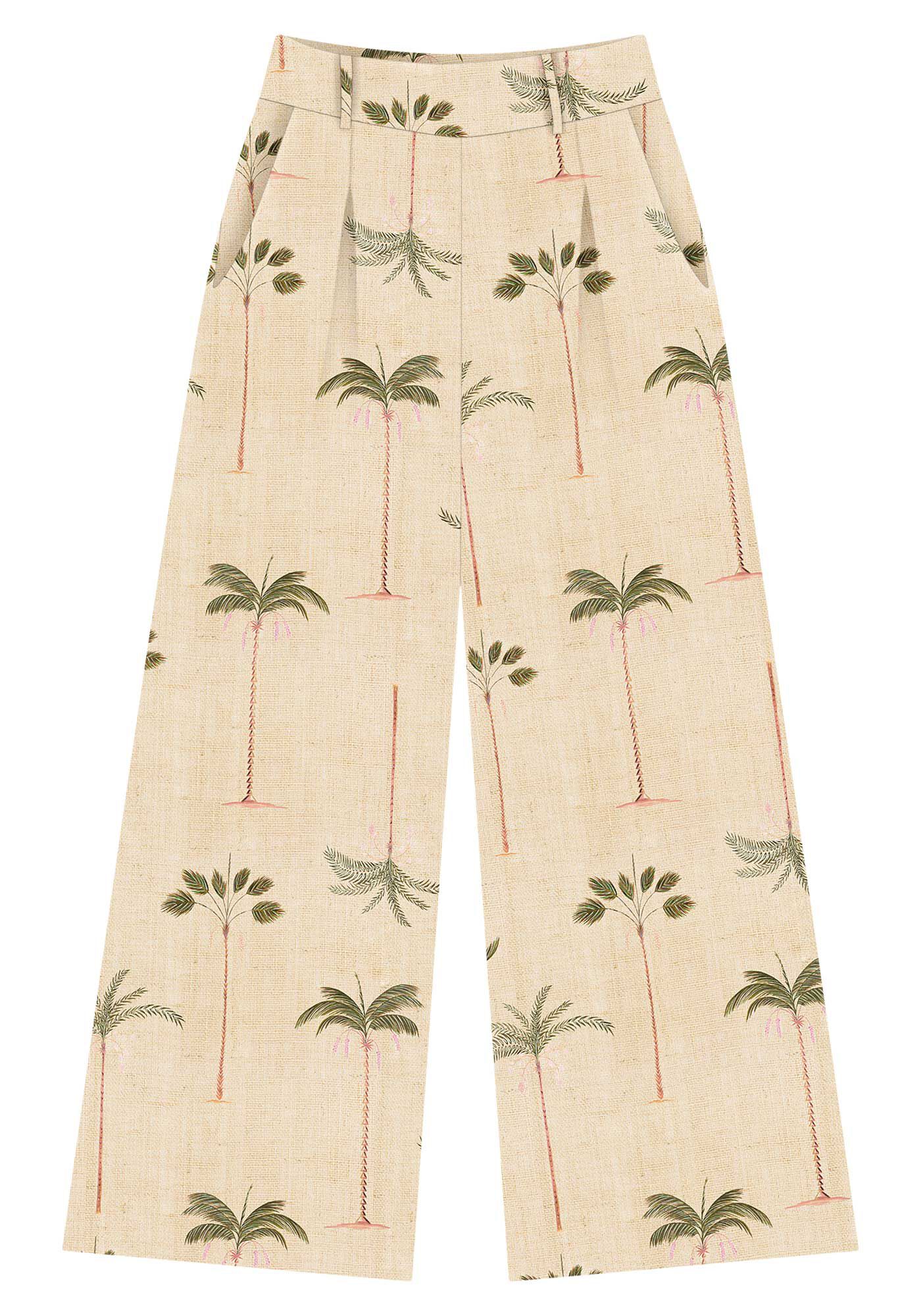 Cal&ccedil;a Pantalona em Viscose com Pregas, , large.