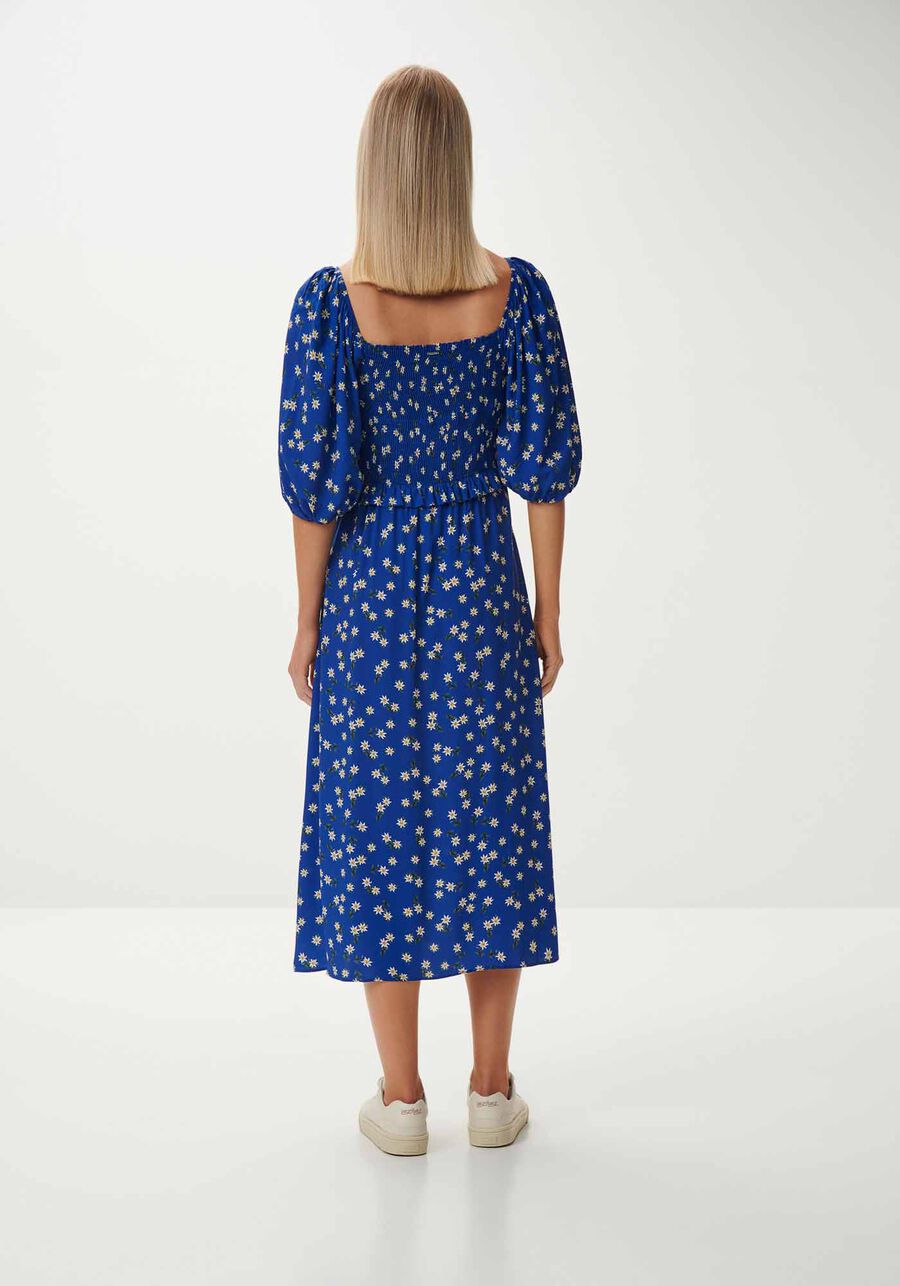 Vestido Midi Estampado com Manga Bufante e Fenda, EDELWEISS. Vestido Midi Estampado com Manga Bufante e Fenda, EDELWEISS, large.