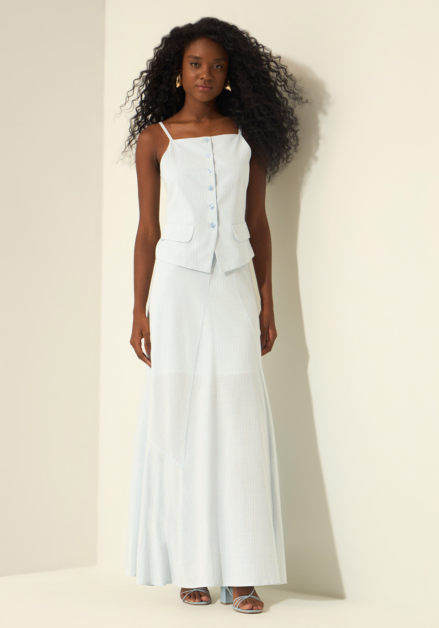 Blusa Listrada De Al&ccedil;as Com Bot&otilde;es, AZUL PUPPY, large.