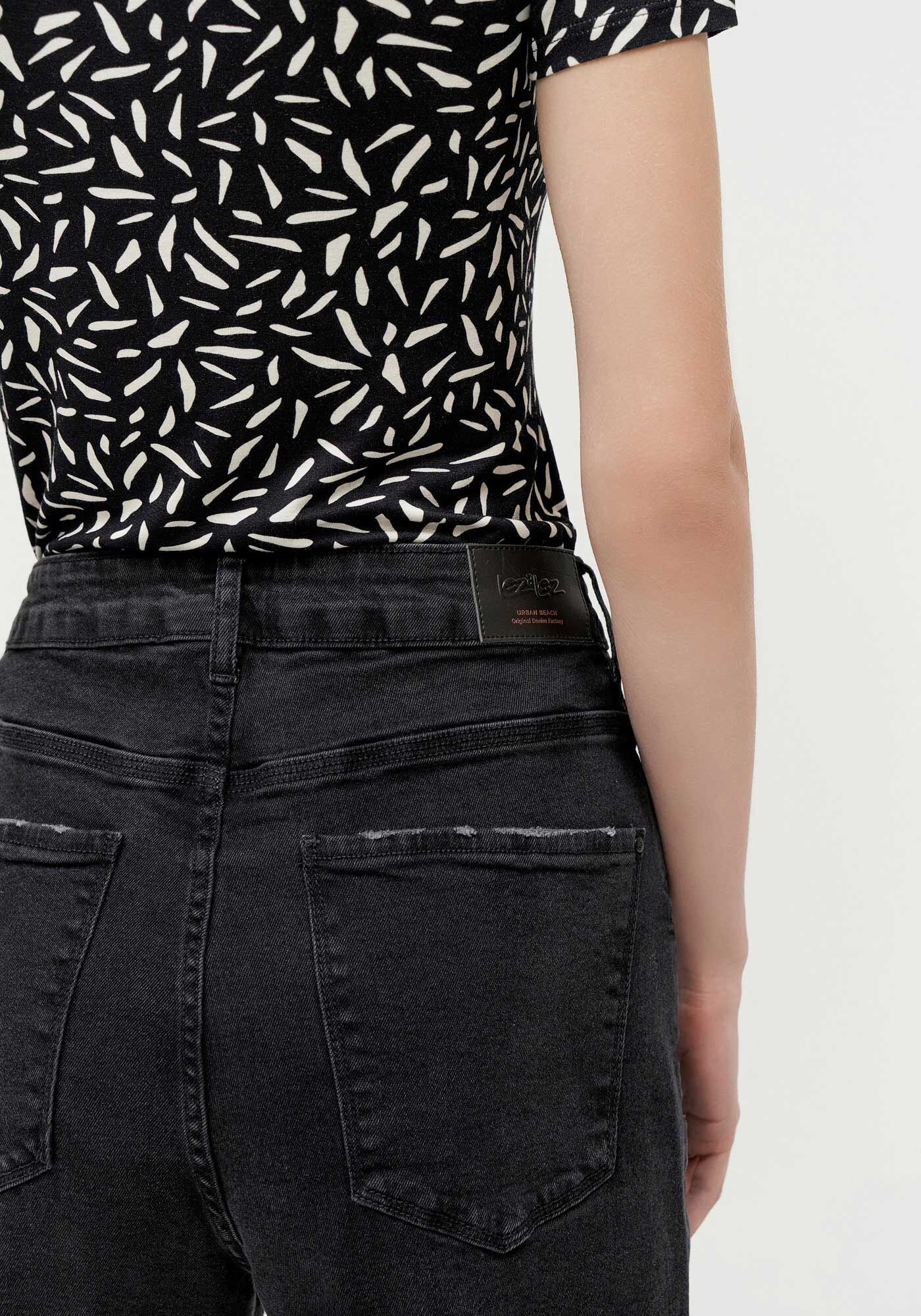 Cal&ccedil;a Jeans Wide Leg Comfort com Cintura Alta, PRETO REATIVO, large.