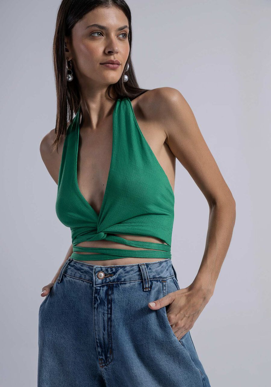 Blusa Frente Única Cropped em Malha com Amarração, . Blusa Frente Única Cropped em Malha com Amarração, , large.