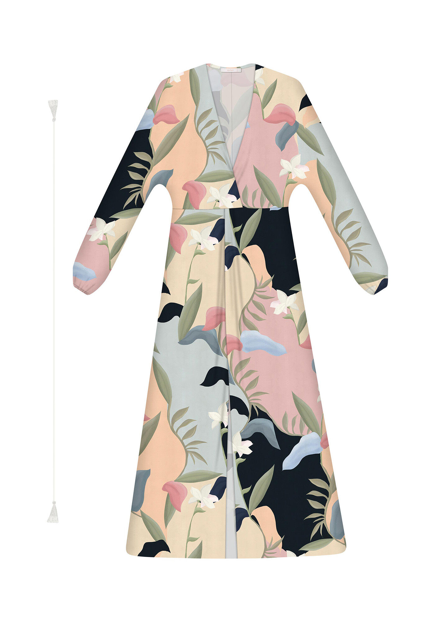 Vestido Manga Longa M&iacute;di Cinto, , large.