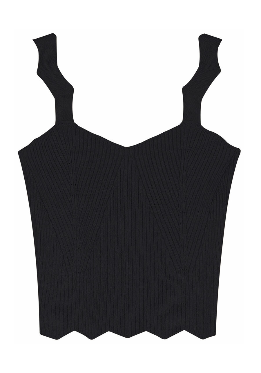 Blusa Cropped em Tricô com Alças Onduladas, . Blusa Cropped em Tricô com Alças Onduladas, , large.
