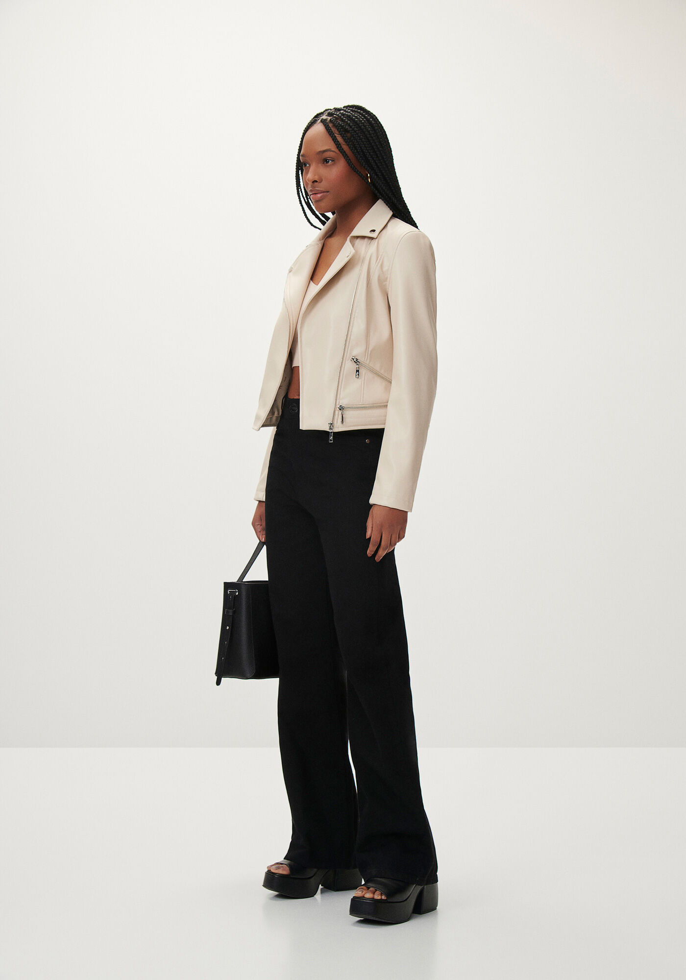 Jaqueta em PU com Z&iacute;per, NUDE, large.