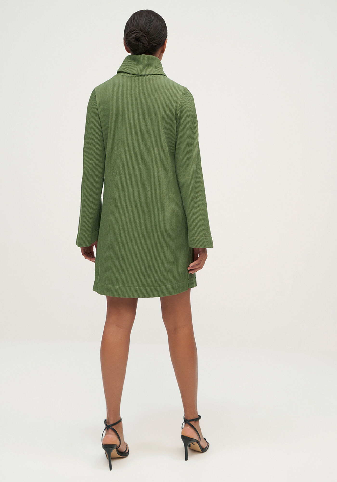 Vestido Curto Manga Longa com M&aacute;xi Gola Alta, VERDE AGENA, large.