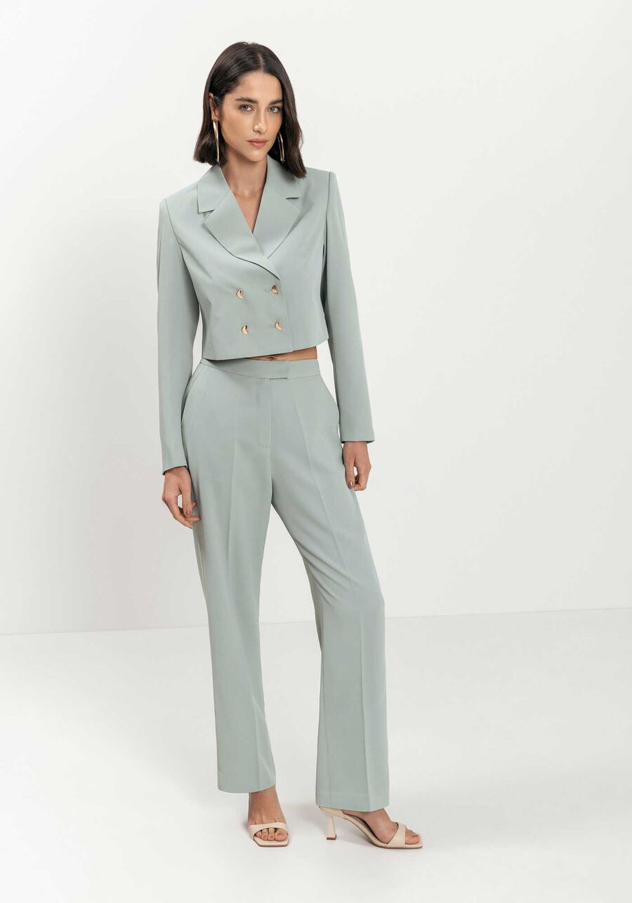 Blazer Cropped De Mangas Longas Com Lapelas E Botões, . Blazer Cropped De Mangas Longas Com Lapelas E Botões, , large.