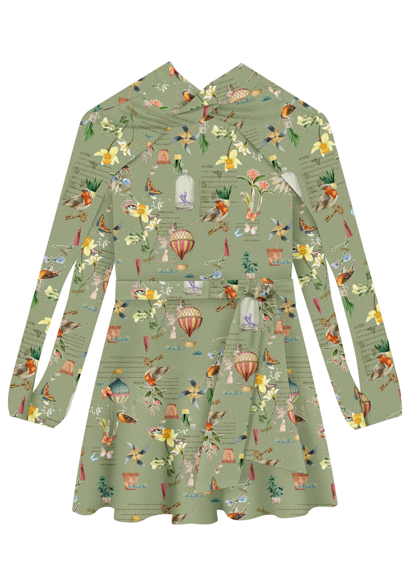 Vestido Mangas Longas Abertura Com Cinto, , large.