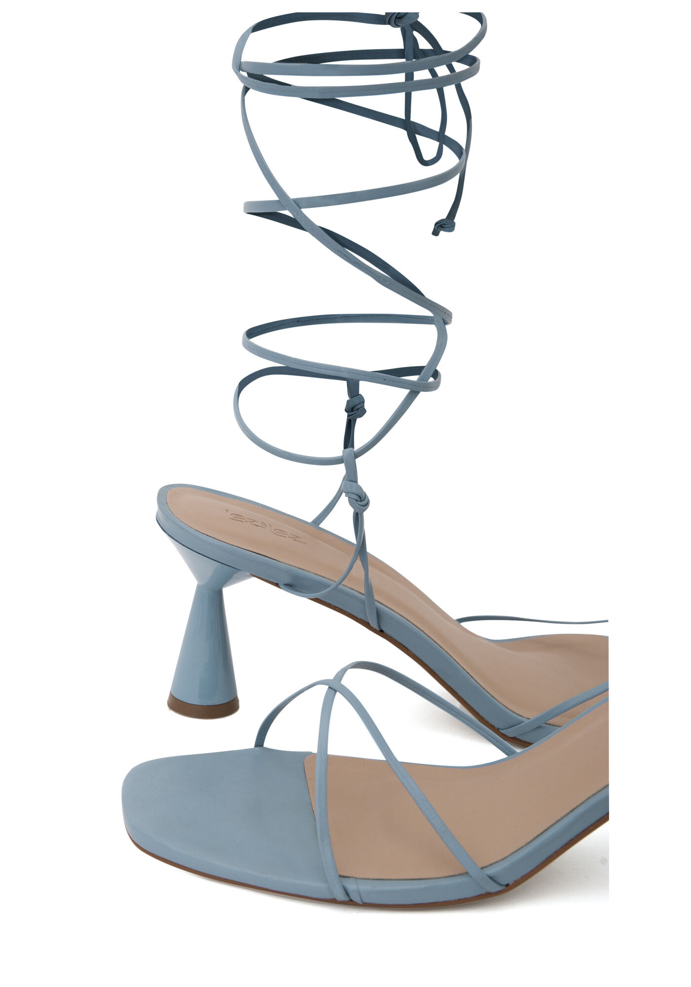 Sand&aacute;lia em Couro com Salto Geom&eacute;trico, , large.