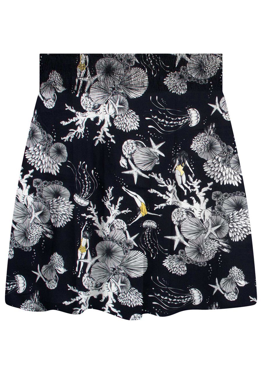 Saia Godê Estampada com Cintura Média, . Saia Godê Estampada com Cintura Média, , large.