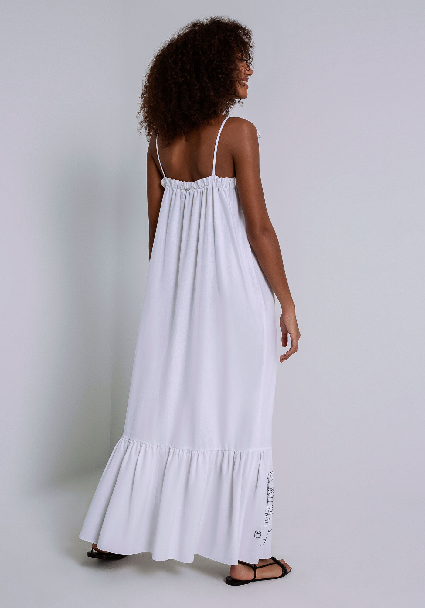 Vestido linho branco longo hot sale