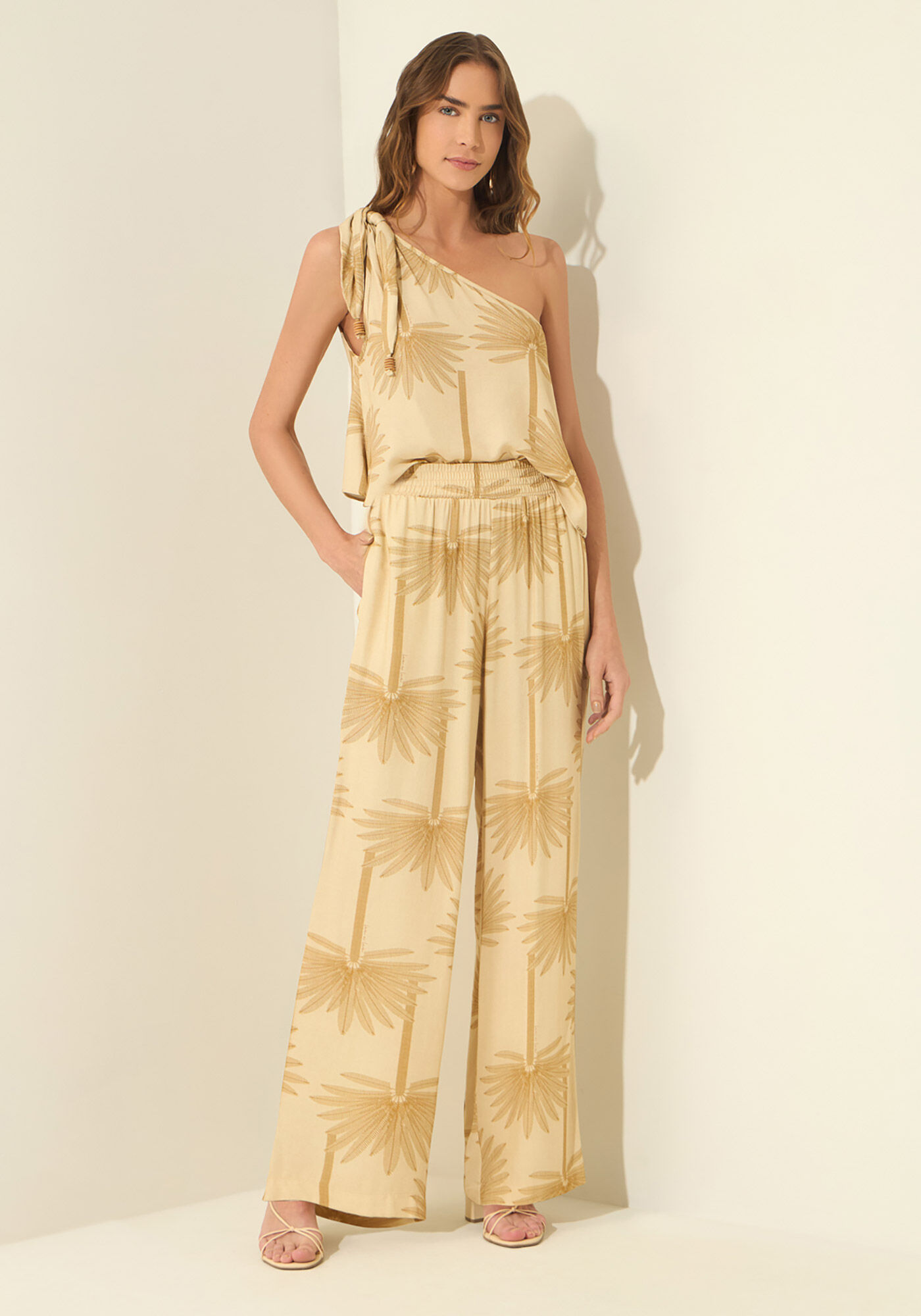 Cal&ccedil;a Reta Estampada Com El&aacute;stico No C&oacute;s, PIACAVA BEGE, large.